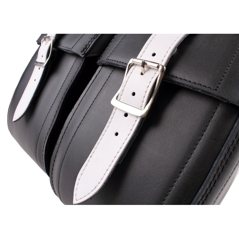 Kožené brašny na motorku se zámkem RSA-S15 černo-bílé