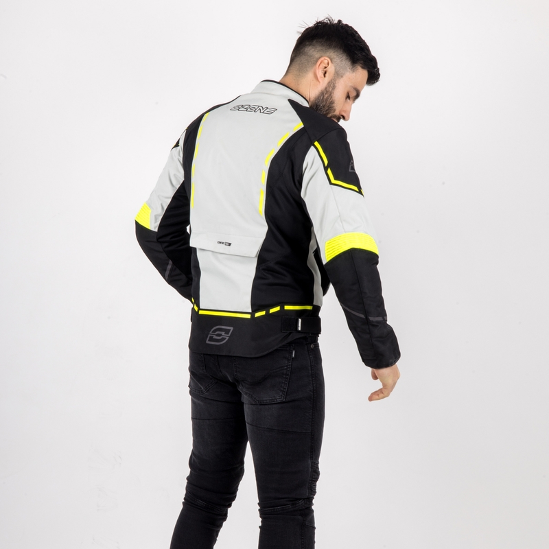 Μπουφάν Moto Ozone Jet II γκρι-μαύρο-φλούο κίτρινο προσφορά