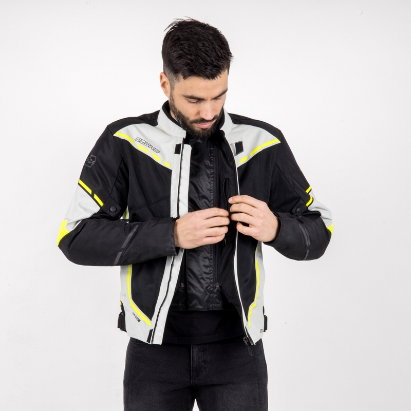 Μπουφάν Moto Ozone Jet II γκρι-μαύρο-φλούο κίτρινο προσφορά