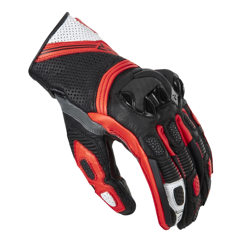 Γάντια μοτοσικλέτας Rebelhorn ST Short μαύρο-γκρι-φλούο κόκκινο προσφορά