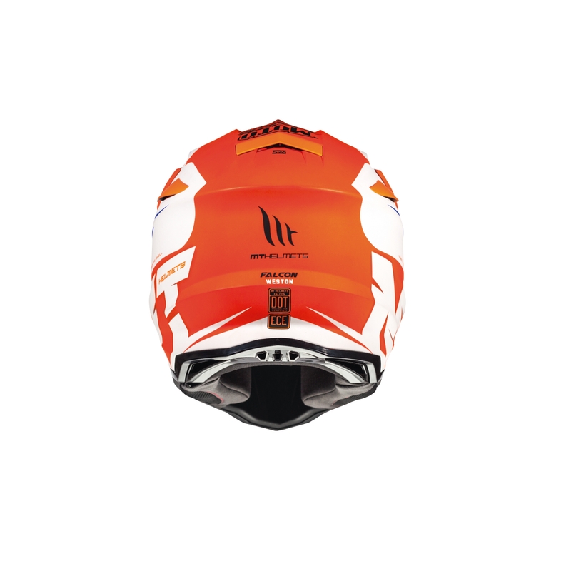 Motokrosová přilba MT Falcon Weston bílo-modrá-fluo oranžová