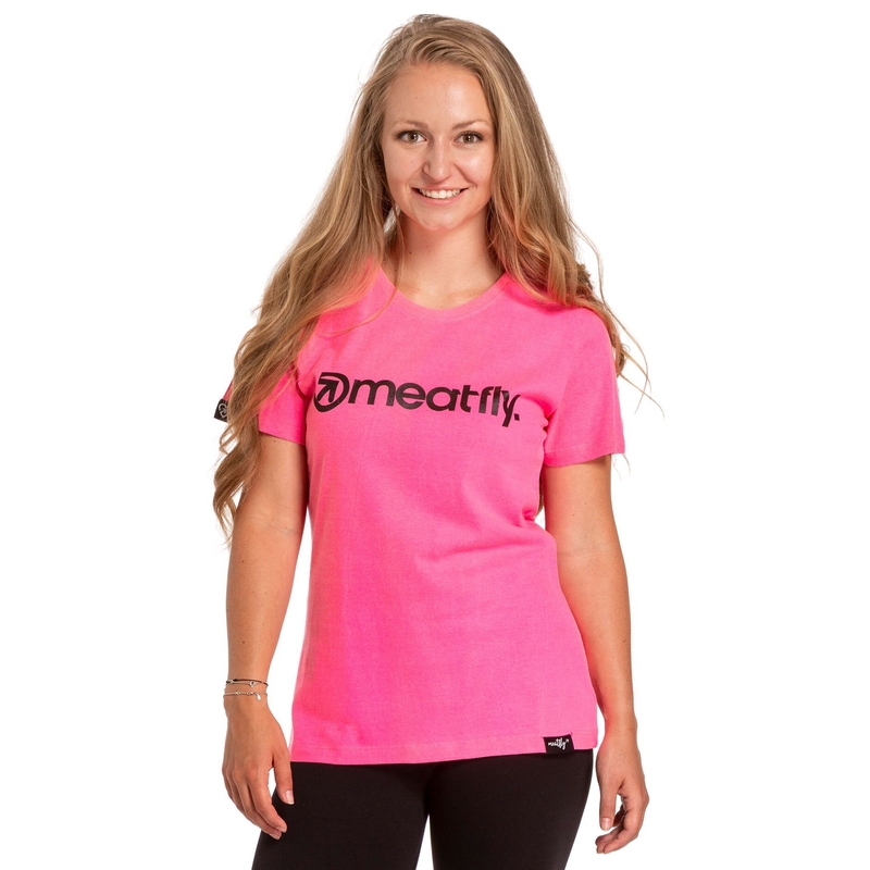 Γυναικείο T-shirt Meatfly Ladies MF Logo νέον ροζ προσφορά