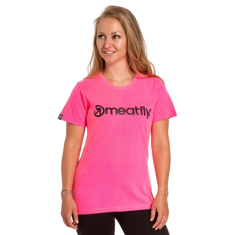 Γυναικείο T-shirt Meatfly Ladies MF Logo νέον ροζ προσφορά