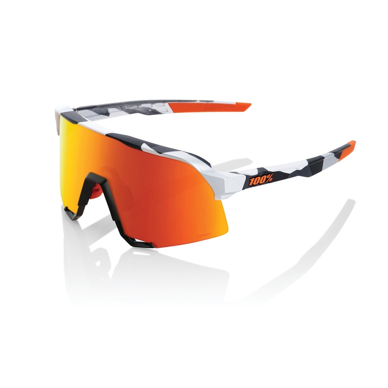Γυαλιά ηλίου 100% S3 Soft Tact Grey Camo πορτοκαλί-μαύρο-λευκό (κόκκινο χρωμιωμένο γυαλί)