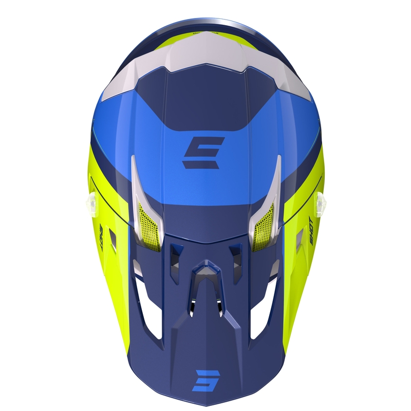 Κράνος Motocross Shot Core Fast μπλε-λευκό-κίτρινο φλούο προσφορά