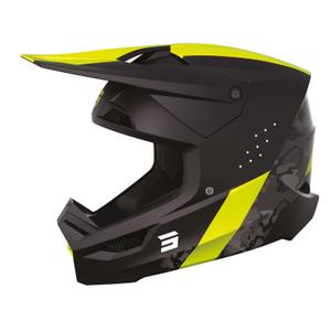 Κράνος Motocross Shot Race Camo μαύρο-γκρι-φλούο κίτρινο προσφορά