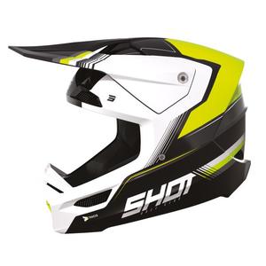Κράνος Motocross Shot Race Tracer λευκό-μαύρο-κίτρινο φλούο προσφορά