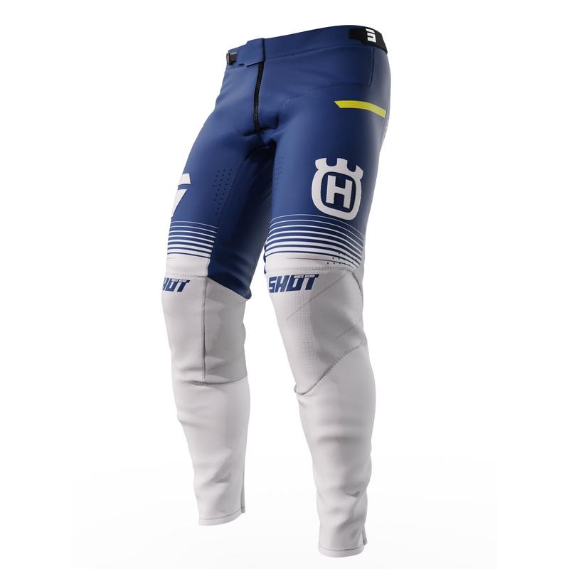Πώληση παντελόνι μοτοκρός Shot Aerolite Husqvarna LE σε λευκό-μπλε προσφορά