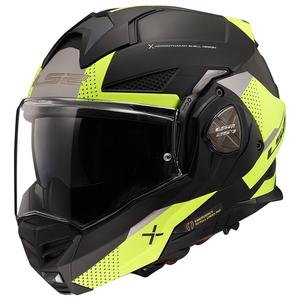 LS2 FF901 Advant X Oblivion μαύρο-φλούο κίτρινο κράνος μοτοσικλέτας flip-up