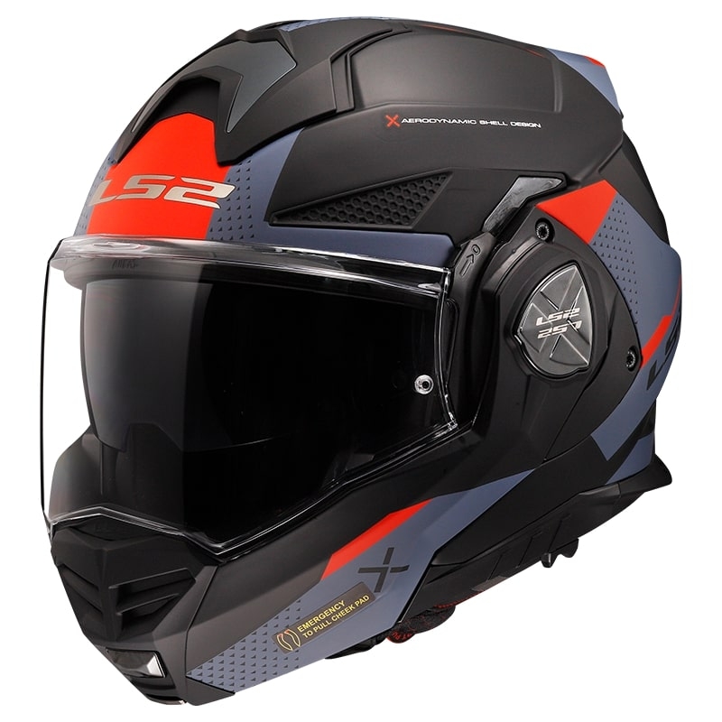 LS2 FF901 Advant X Oblivion μαύρο-μπλε-κόκκινο αναδιπλούμενο κράνος μοτοσικλέτας