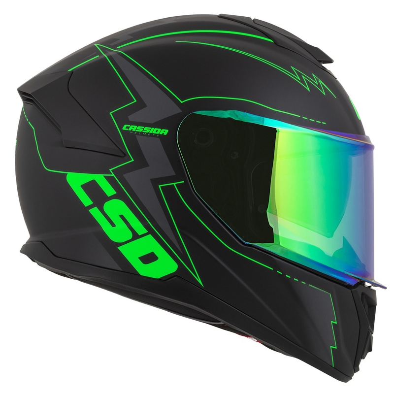 Κράνος μοτοσικλέτας Integral Cassida Integral GT 2.1 Flash μαύρο-φλούο πράσινο-γκρι