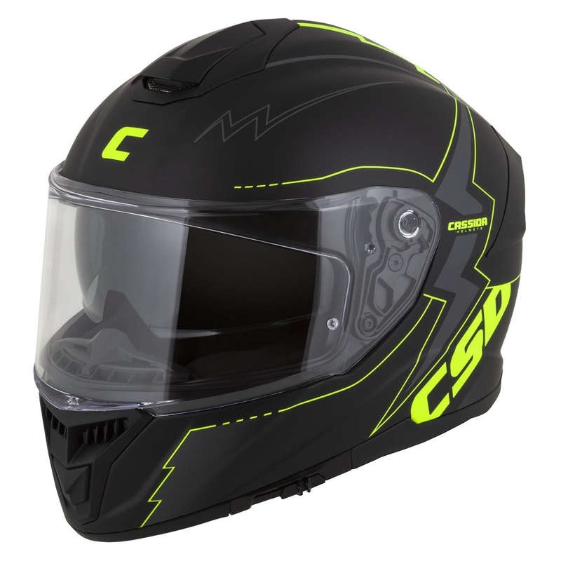 Κράνος μοτοσικλέτας Integral Cassida Integral GT 2.1 Flash μαύρο-φλούο κίτρινο-γκρι