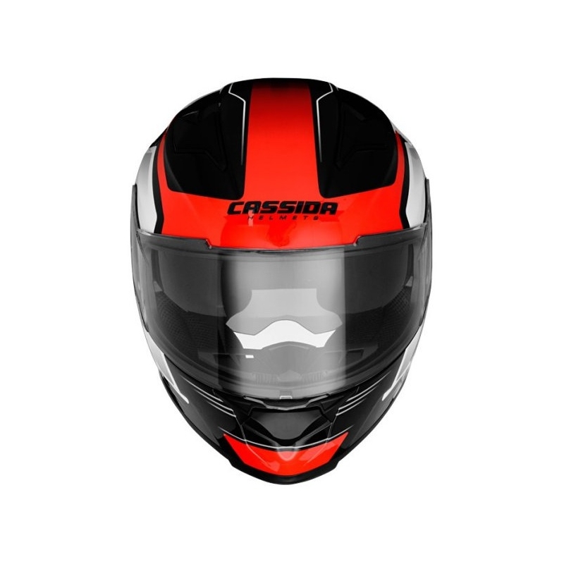Přilba na motorku Cassida Apex Fusion černo-bílo-fluo červená - II. jakost