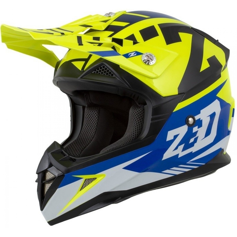 Dětská motokrosová přilba ZED X1.9D modro-fluo žluto-černo-bílá