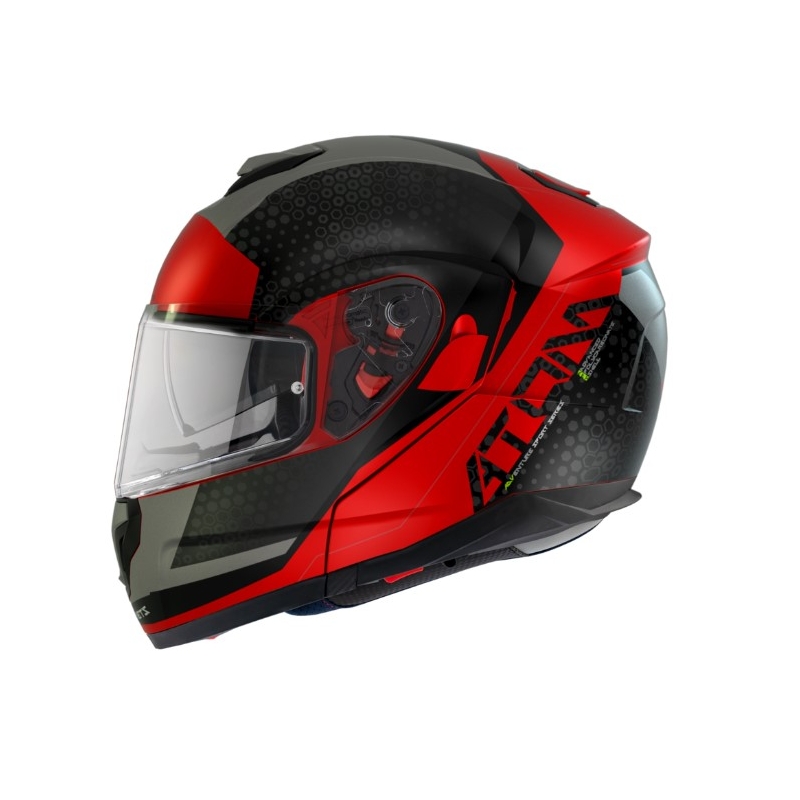 MT Atom SV Adventure A5 μαύρο-γκρι-κόκκινο tip-up κράνος μοτοσικλέτας