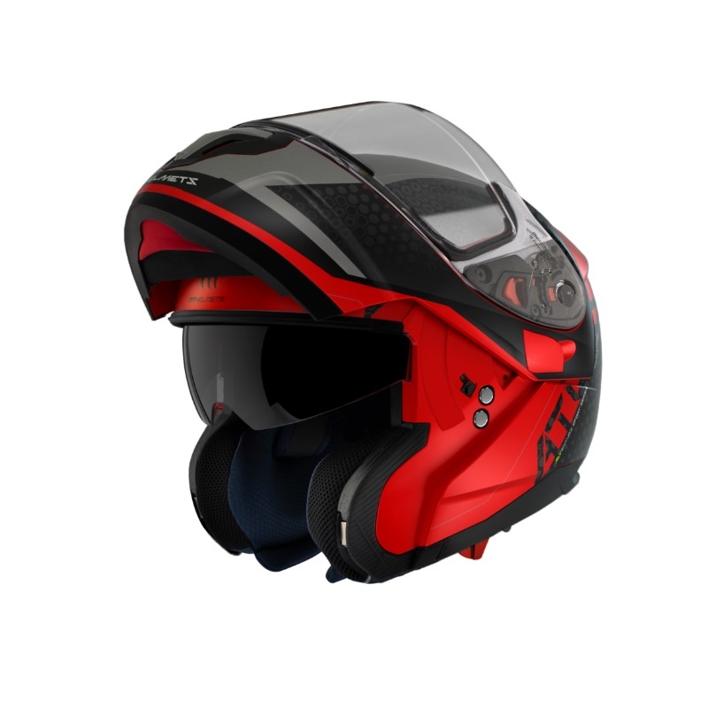 MT Atom SV Adventure A5 μαύρο-γκρι-κόκκινο tip-up κράνος μοτοσικλέτας