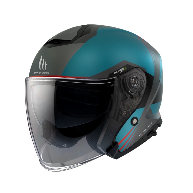 Otevřená přilba na motorku MT Thunder 3 SV Jet Stargate A2 černo-šedo-modrá výprodej