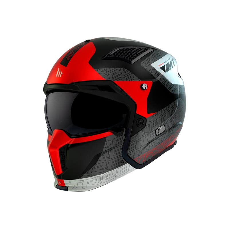 Ανοιχτό κράνος με μάσκα MT Streetfighter SV Totem B15 μαύρο-γκρι-λευκό-κόκκινο προσφορά