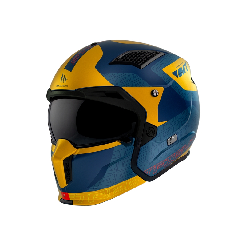Ανοιχτό κράνος με μάσκα MT Streetfighter SV Totem C3 μπλε-κίτρινο