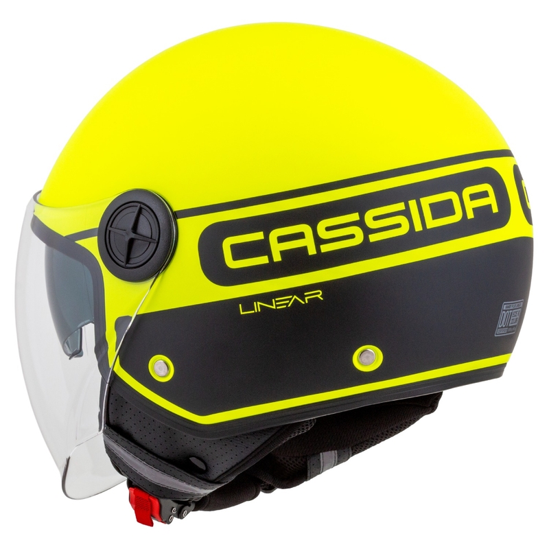 Cassida Handy Plus Linear φλούο κίτρινο-μαύρο ανοιχτό κράνος μοτοσικλέτας