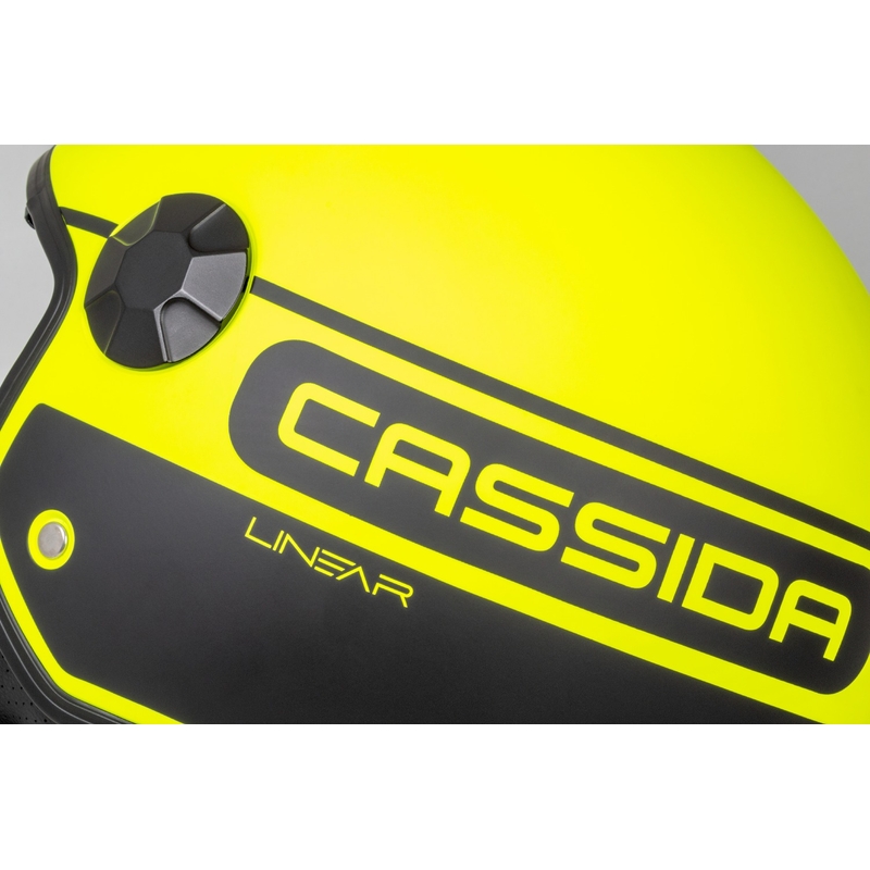 Cassida Handy Plus Linear φλούο κίτρινο-μαύρο ανοιχτό κράνος μοτοσικλέτας