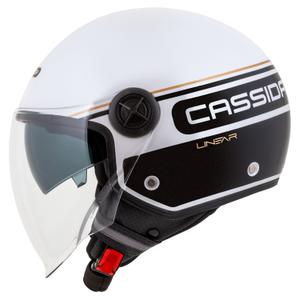 Cassida Handy Plus Linear ανοιχτό κράνος μοτοσικλέτας λευκό-μαύρο-χρυσό