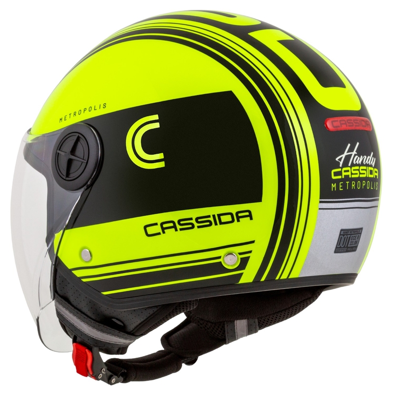 Cassida Handy Metropolis Safety φλουο κίτρινο-μαύρο-ανακλαστικό γκρι ανοιχτό κράνος μοτοσικλέτας