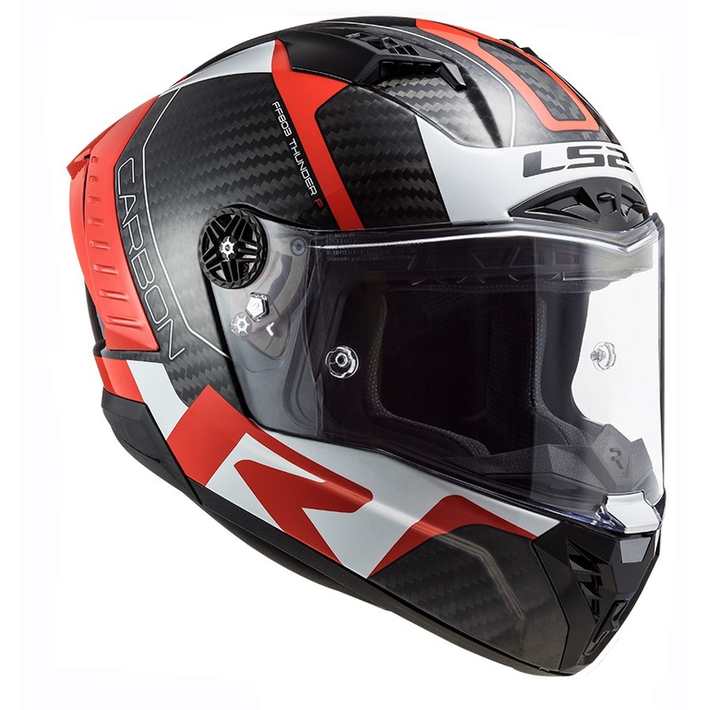 LS2 FF805 Thunder C Racing1 μαύρο-λευκό-κόκκινο ολοκληρωμένο κράνος μοτοσικλέτας