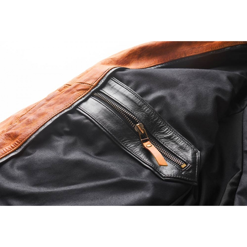 Καφέ δερμάτινο μπουφάν μοτοσικλέτας Fuel Bourbon Brown προσφορά