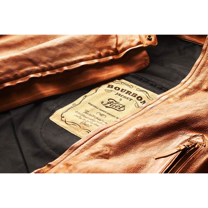 Καφέ δερμάτινο μπουφάν μοτοσικλέτας Fuel Bourbon Brown προσφορά