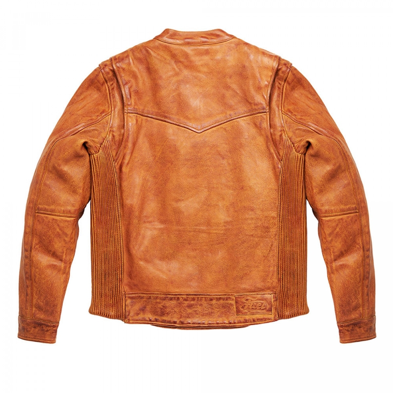 Καφέ δερμάτινο μπουφάν μοτοσικλέτας Fuel Bourbon Brown προσφορά