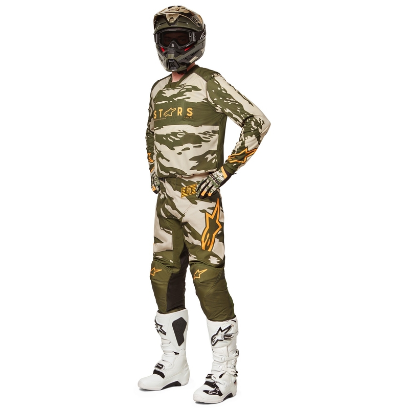 Παιδική φανέλα motocross Alpinestars Racer Tactical camo πράσινο-μπεζ-πορτοκαλί