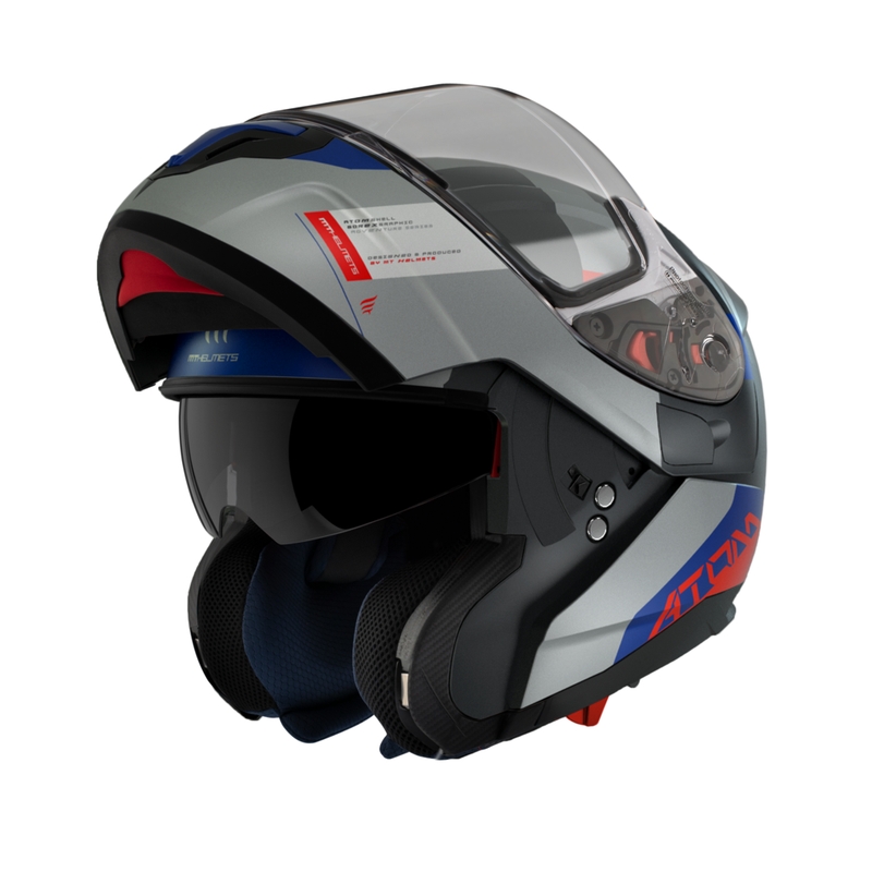 MT Atom SV Gorex C12 μαύρο-γκρι-μπλε-κόκκινο tip-up κράνος μοτοσικλέτας προσφορά