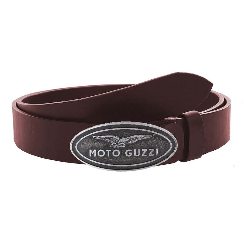 Moto Guzzi καφέ δερμάτινη ζώνη με αγκράφα