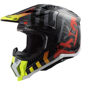 Κράνος Motocross LS2 MX703 C X-Force Barrier H-V μαύρο-γκρι-κόκκινο-κίτρινο