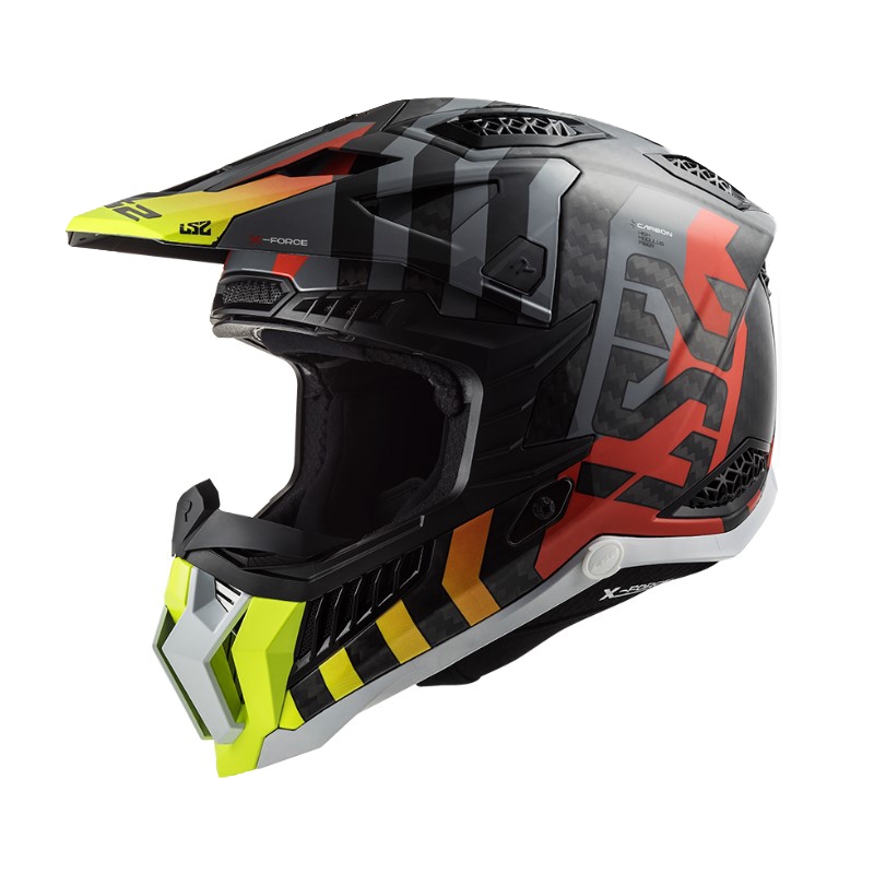Κράνος Motocross LS2 MX703 C X-Force Barrier H-V μαύρο-γκρι-κόκκινο-κίτρινο