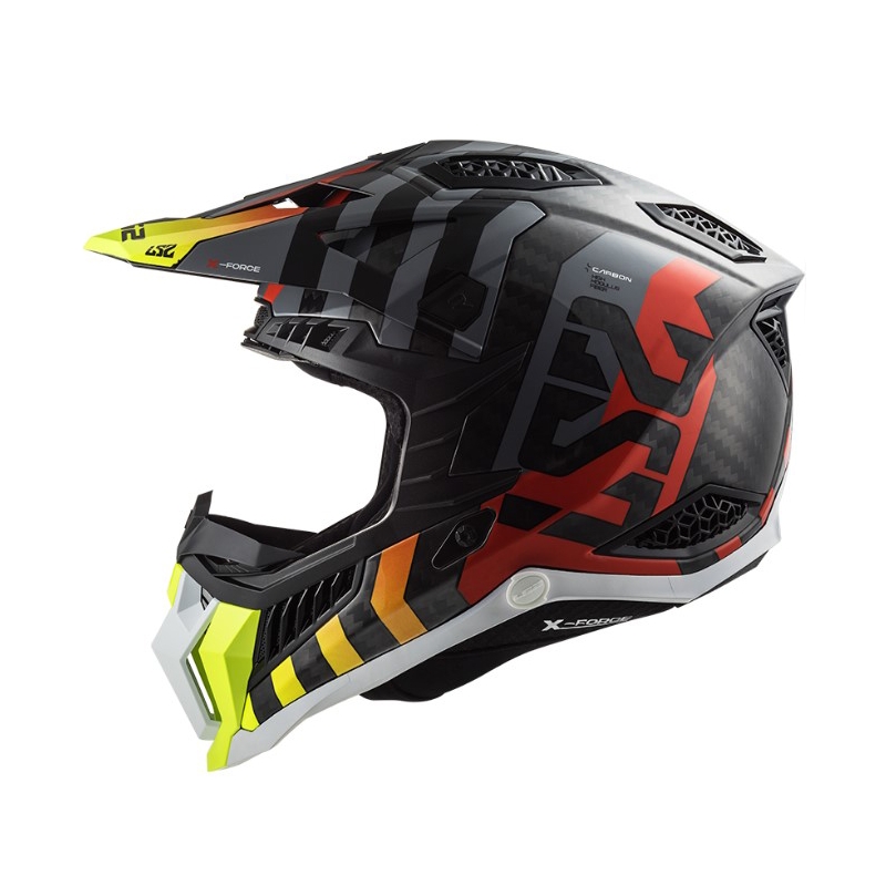 Κράνος Motocross LS2 MX703 C X-Force Barrier H-V μαύρο-γκρι-κόκκινο-κίτρινο