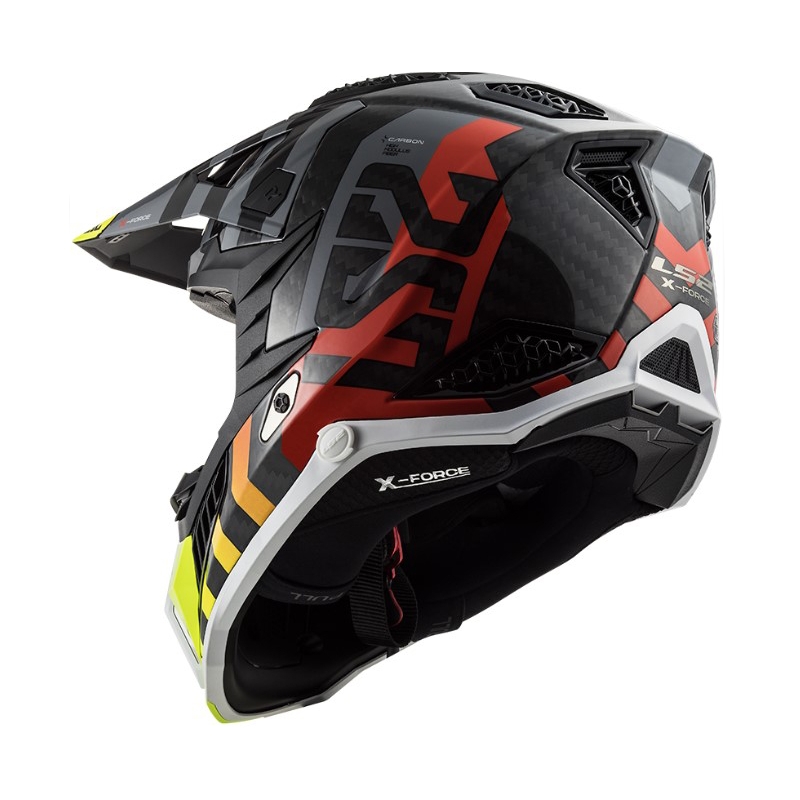 Κράνος Motocross LS2 MX703 C X-Force Barrier H-V μαύρο-γκρι-κόκκινο-κίτρινο
