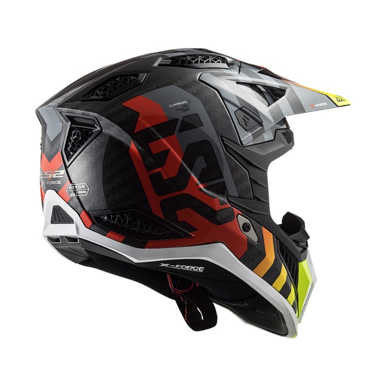 Κράνος Motocross LS2 MX703 C X-Force Barrier H-V μαύρο-γκρι-κόκκινο-κίτρινο