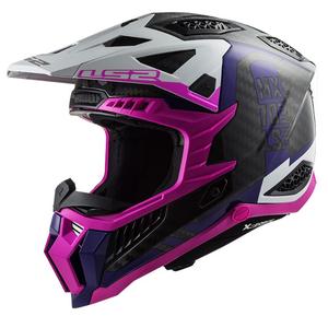 Κράνος Motocross LS2 MX703 C X-Force Victory μαύρο-λευκό-μοβ-ροζ