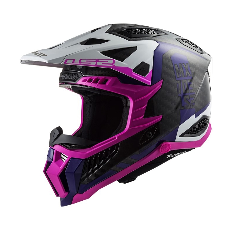 Κράνος Motocross LS2 MX703 C X-Force Victory μαύρο-λευκό-μοβ-ροζ
