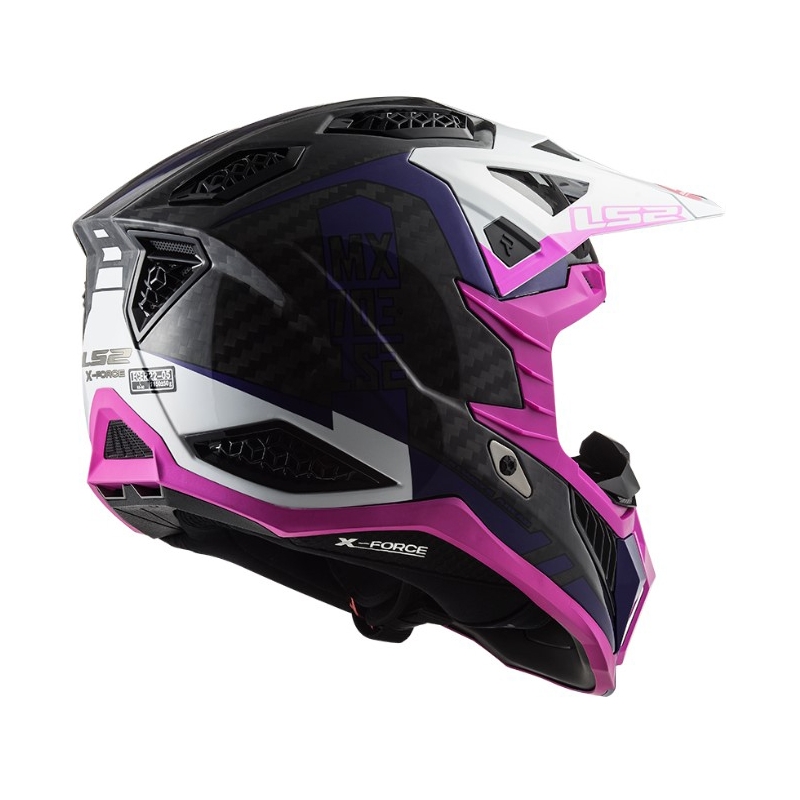 Κράνος Motocross LS2 MX703 C X-Force Victory μαύρο-λευκό-μοβ-ροζ