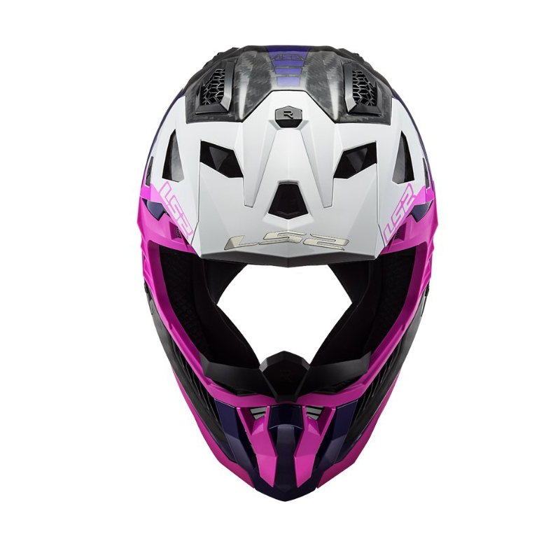 Κράνος Motocross LS2 MX703 C X-Force Victory μαύρο-λευκό-μοβ-ροζ