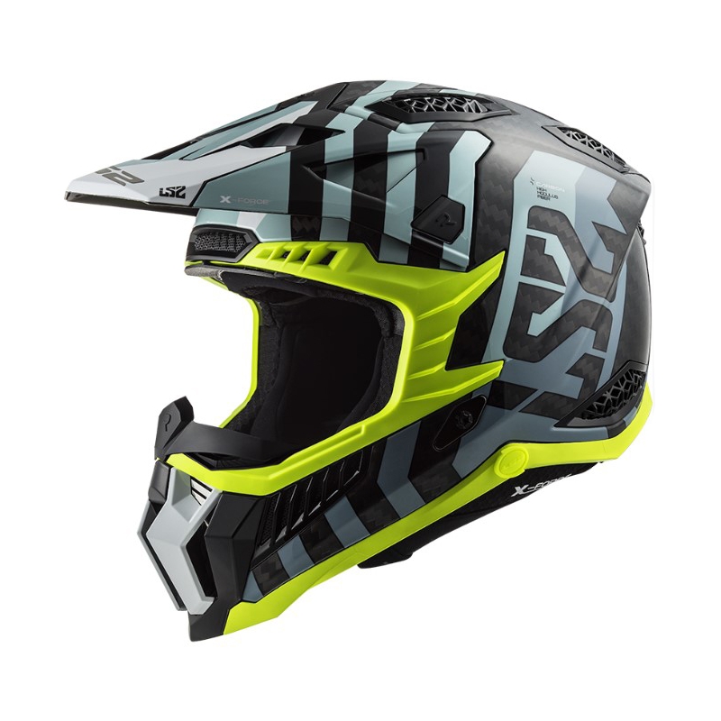 Κράνος Motocross LS2 MX703 C X-Force Barrier μαύρο-μπλε-φλούο κίτρινο