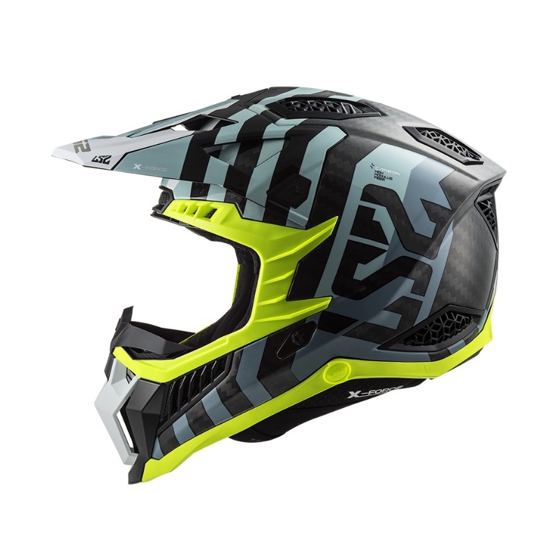 Κράνος Motocross LS2 MX703 C X-Force Barrier μαύρο-μπλε-φλούο κίτρινο