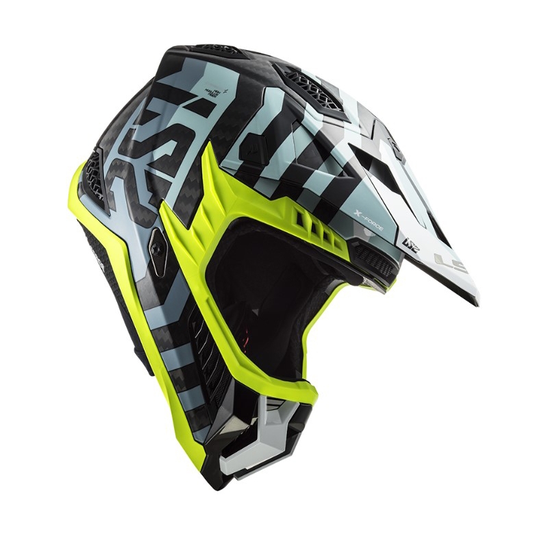 Κράνος Motocross LS2 MX703 C X-Force Barrier μαύρο-μπλε-φλούο κίτρινο