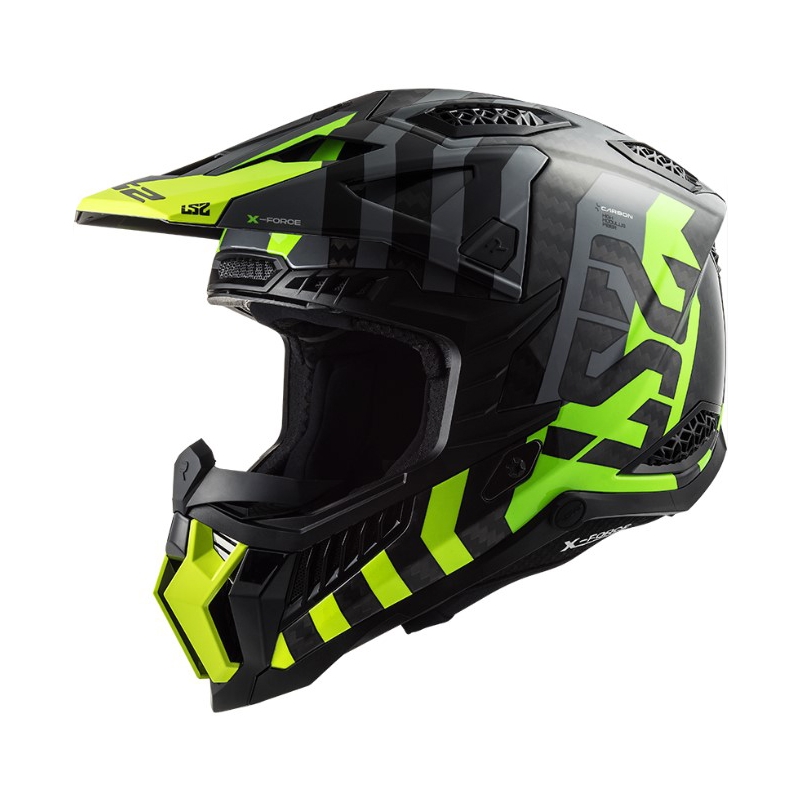 Κράνος Motocross LS2 MX703 C X-Force Barrier H-V μαύρο-γκρι-φλούο κίτρινο