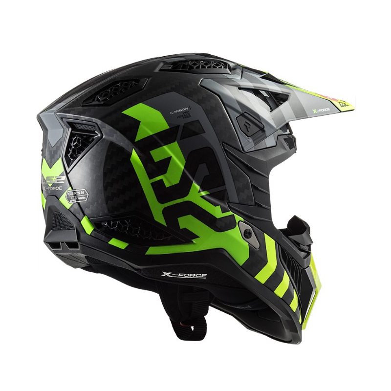 Κράνος Motocross LS2 MX703 C X-Force Barrier H-V μαύρο-γκρι-φλούο κίτρινο