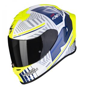 Ενσωματωμένο κράνος Scorpion EXO-R1 EVO Air Victory λευκό-μπλε-κίτρινο