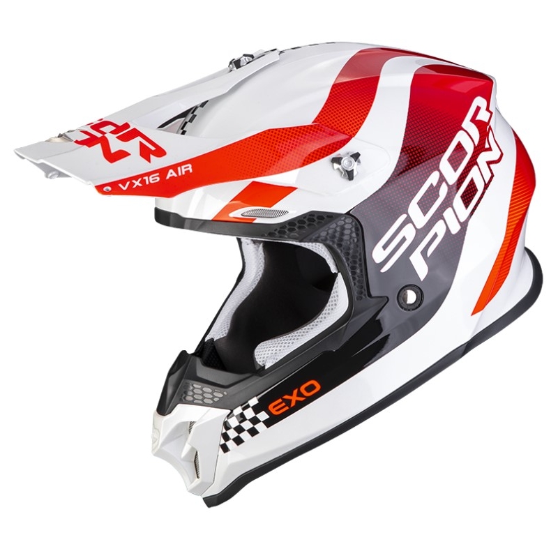 Κράνος Motocross Scorpion VX-16 EVO AIR SOUL λευκό-κόκκινο